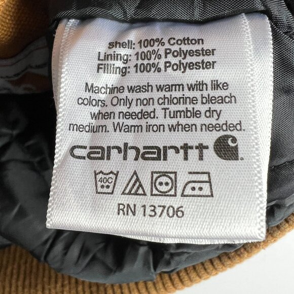 Carhartt Duck Canvas Quilted Jacket Youth Small 7-8 Tan Full Zip Hooded Bomber - Picture 8 of 16